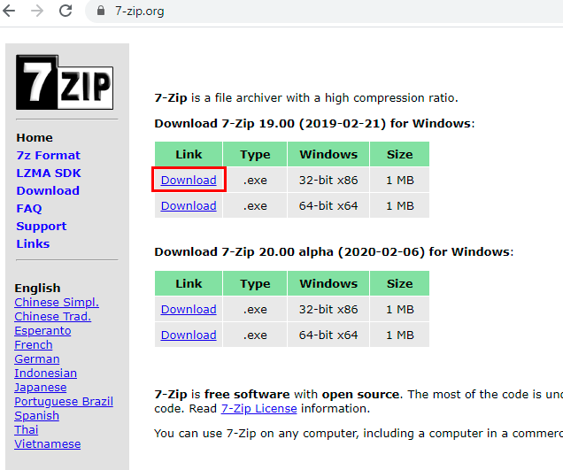 Сайт 7-zip